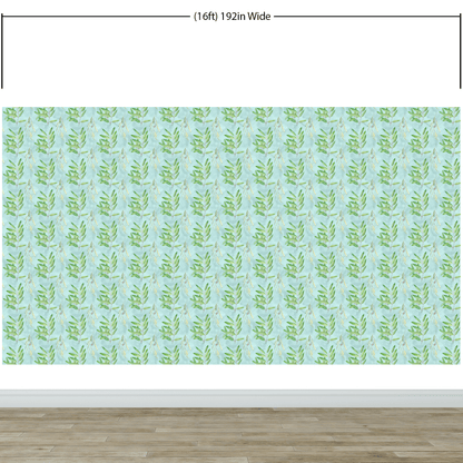 Eucalyptus Wallpaper. Farmhouse Decor Peel and Stick Wall Mural. Blue and Green Colors. #6482