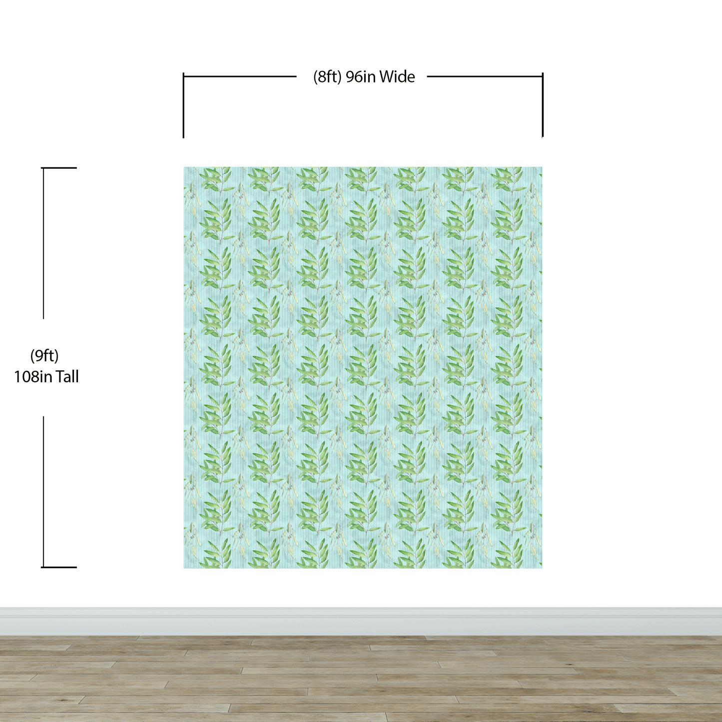 Eucalyptus Wallpaper. Farmhouse Decor Peel and Stick Wall Mural. Blue and Green Colors. #6482