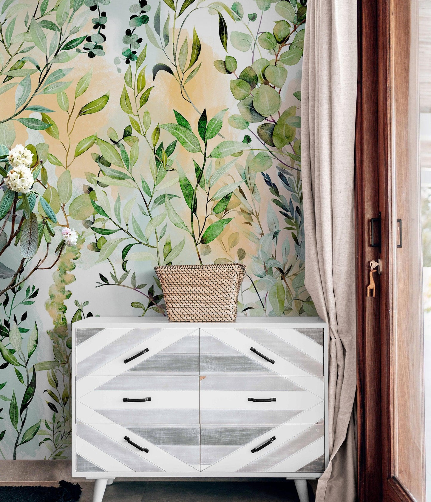 Eucalyptus Wallpaper in Pastel Color Watercolor. #6483