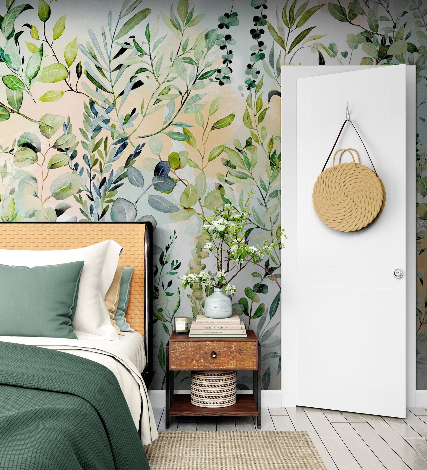 Eucalyptus Wallpaper in Pastel Color Watercolor. #6483