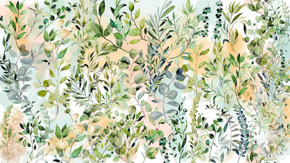 Eucalyptus Wallpaper in Pastel Color Watercolor. #6483