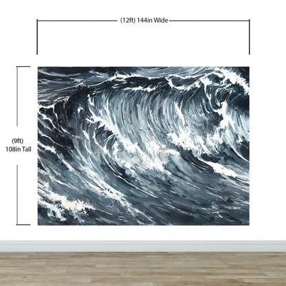 Great Wave Abstract Painting, Grey Color Scheme. #6488