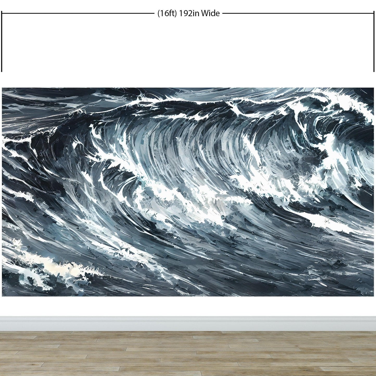 Great Wave Abstract Painting, Grey Color Scheme. #6488