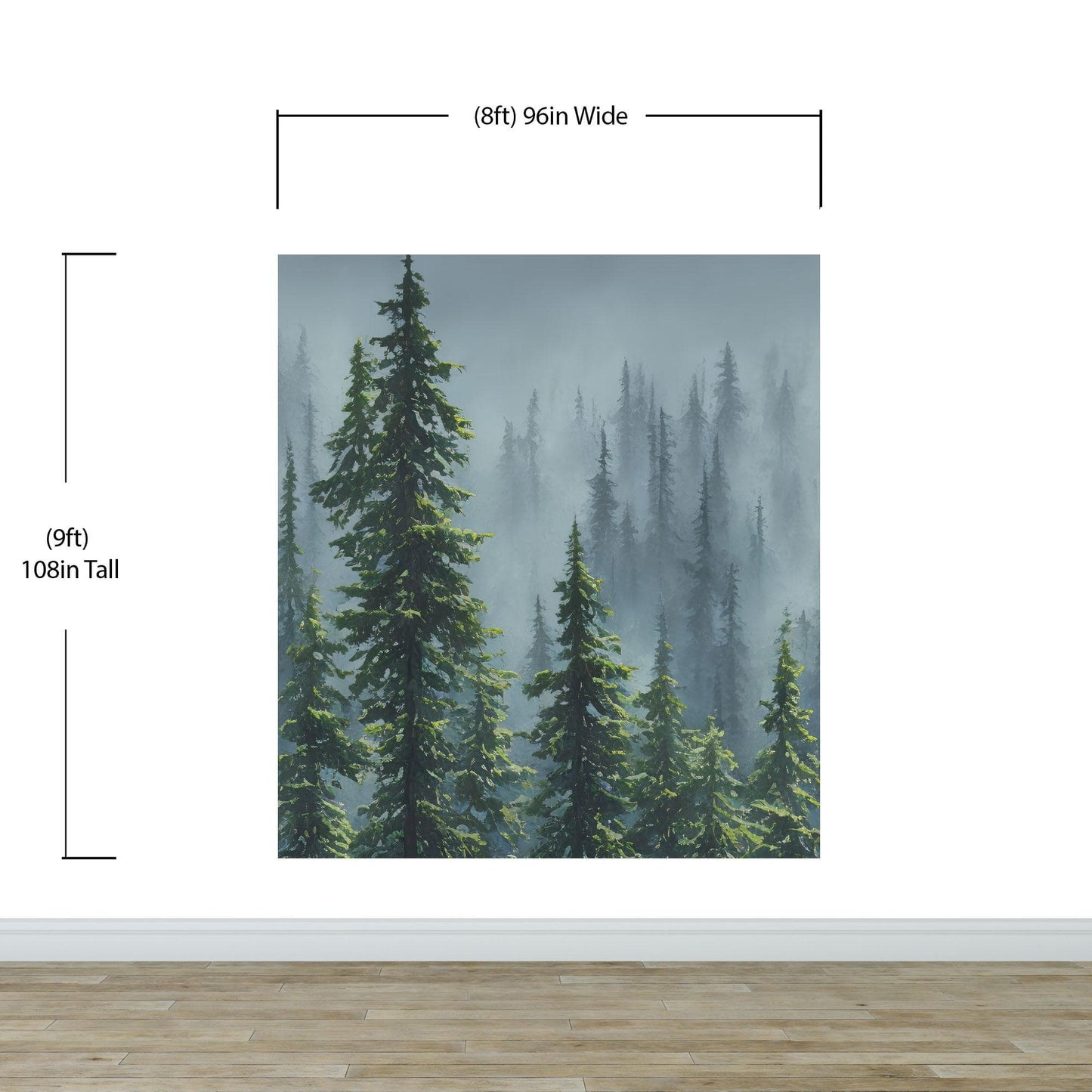 Nature Rainforest Wall Mural Wallpaper. Misty Forest Landscape. #6494