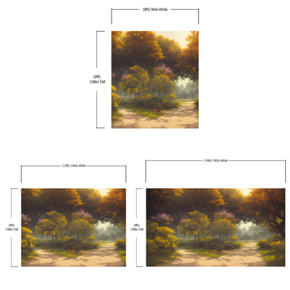 Vintage Trees in Park Wallpaper. Peel and Stick Wall Mural. #6496