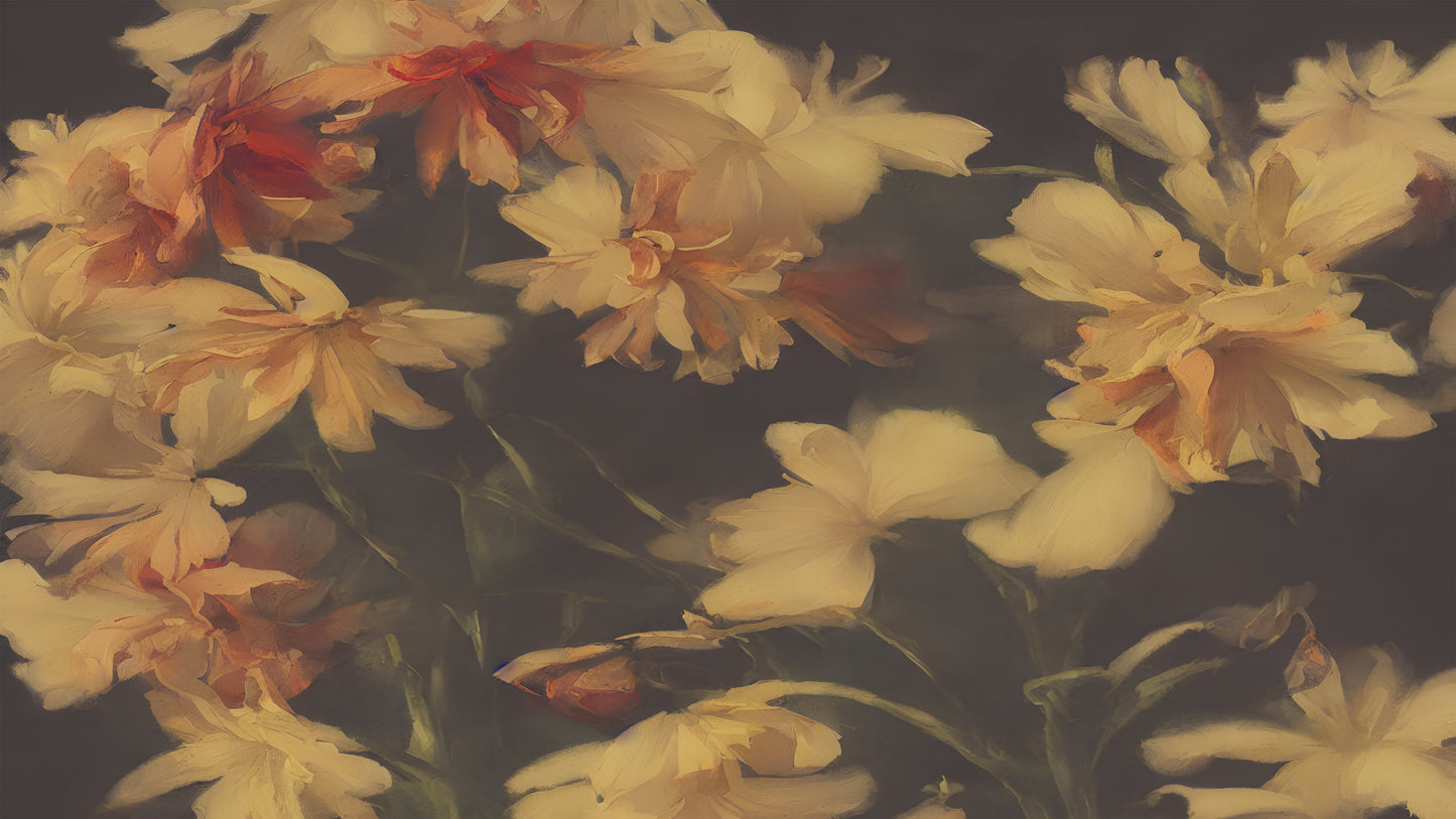 Vintage Dark Background with Yellow Flowers Botanical Wallpaper. #6497