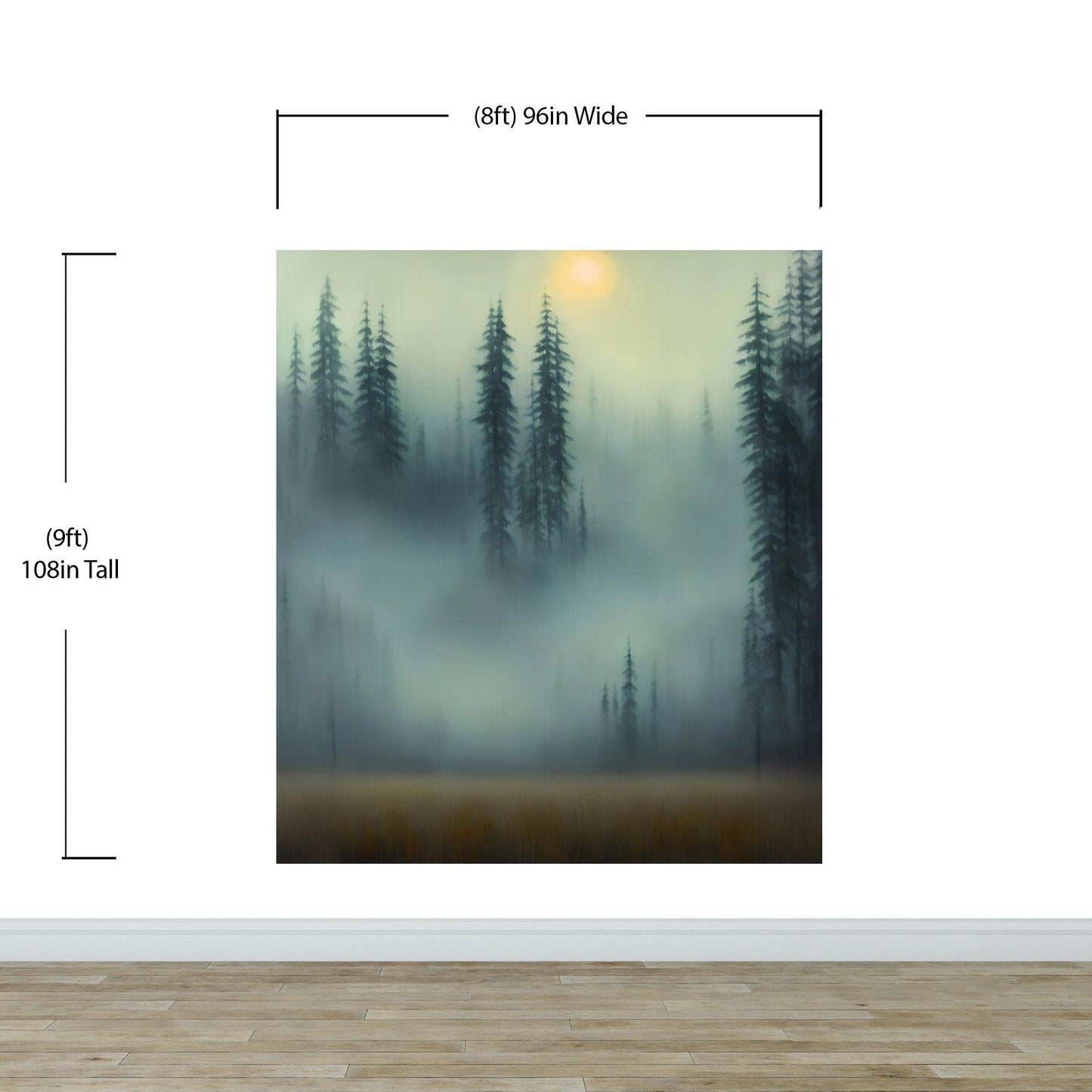 Misty Forest Wallpaper, Peel and Stick Wall Mural. #6501