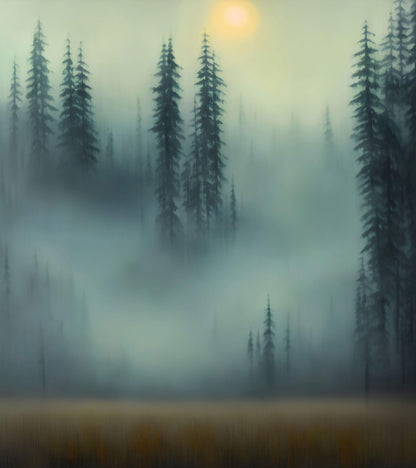 Misty Forest Wallpaper, Peel and Stick Wall Mural. #6501