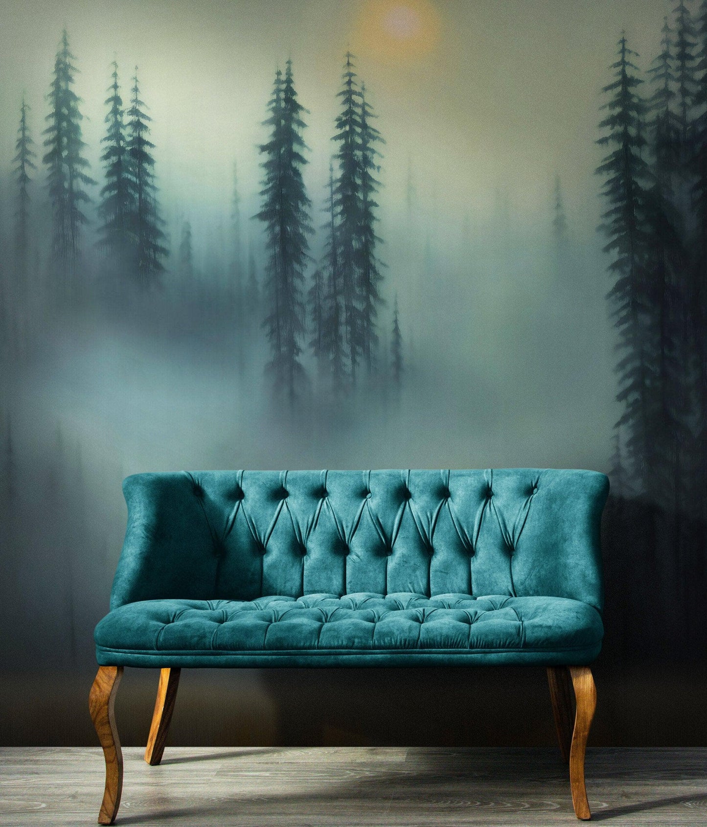 Misty Forest Wallpaper, Peel and Stick Wall Mural. #6501