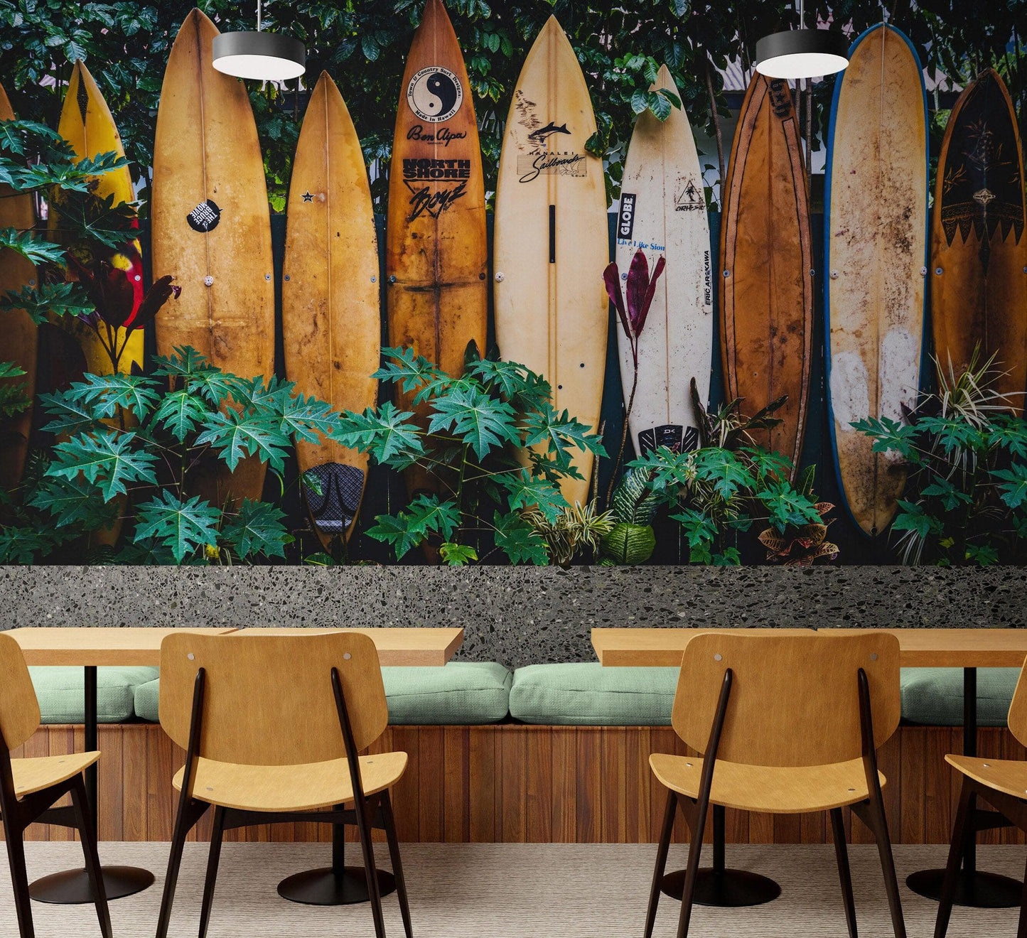 Surfboards Wall Mural. Peel and Stick Wallpaper. Summer Tropical Beach Theme Decor. #6509