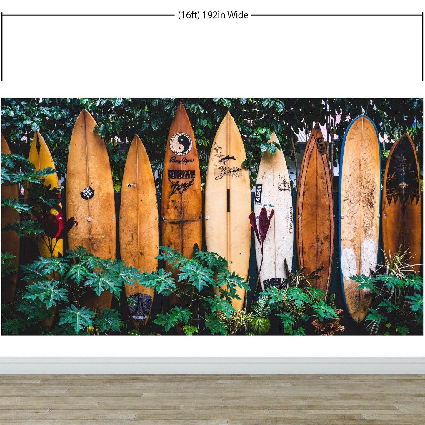 Surfboards Wall Mural. Peel and Stick Wallpaper. Summer Tropical Beach Theme Decor. #6509