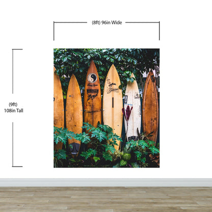 Surfboards Wall Mural. Peel and Stick Wallpaper. Summer Tropical Beach Theme Decor. #6509