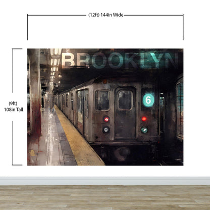 Brooklyn Art Wallpaper. Subway 6 Train Peel and Stick Wall Mural #6516