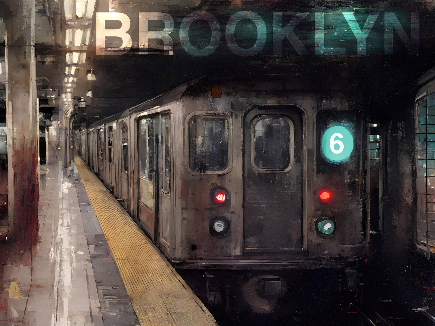 Brooklyn Art Wallpaper. Subway 6 Train Peel and Stick Wall Mural #6516