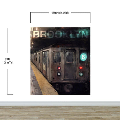 Brooklyn Art Wallpaper. Subway 6 Train Peel and Stick Wall Mural #6516