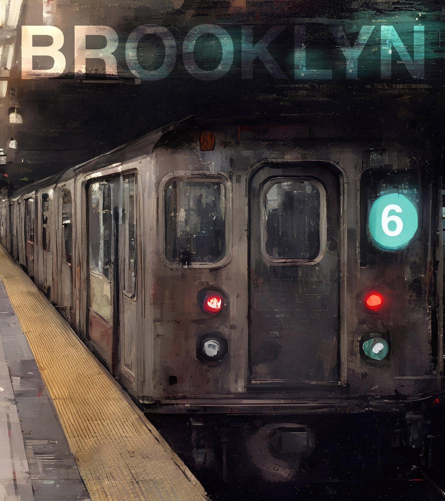 Brooklyn Art Wallpaper. Subway 6 Train Peel and Stick Wall Mural #6516