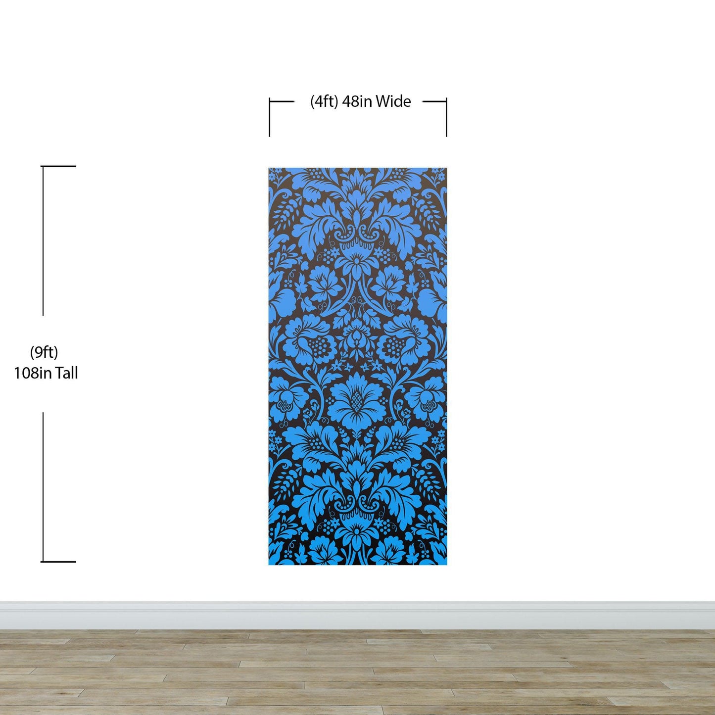 Damask Wallpaper Blue Color on Dark Background Pattern Wallpaper Peel and Stick Wall Mural Home Decor #6518