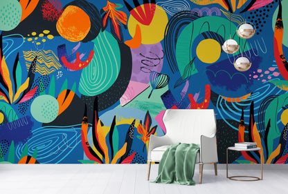 Colorful Boho Modern Wall Art Wallpaper Modern Home Decor Geometric Wallpaper #6521