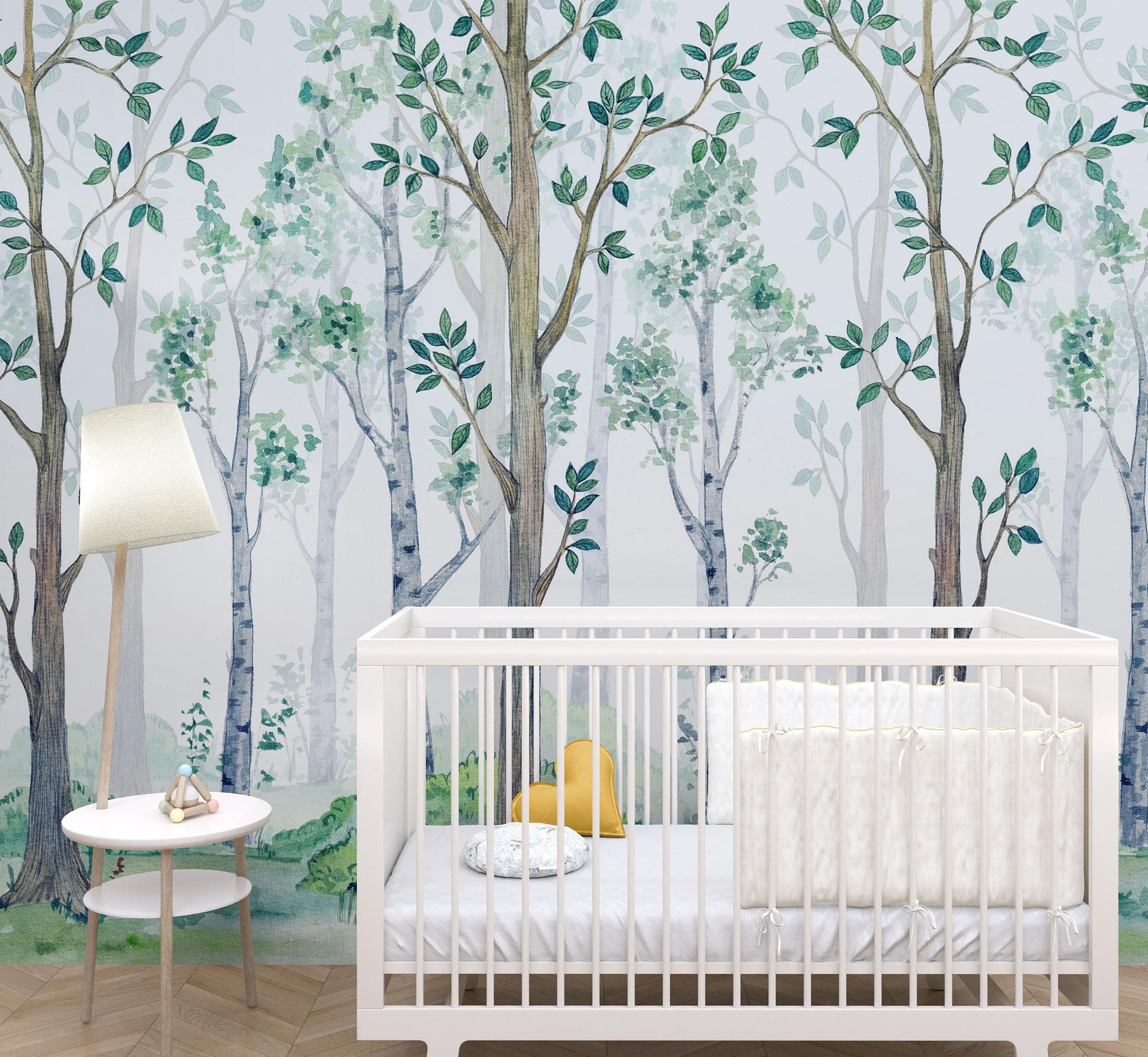 Forest Wallpaper Peel and Stick Nursery Wall Mural Trees Kids Room dec   Scandi Home