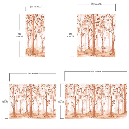 Sepia Tone Nursery Woodland Forest Wallpaper. Watercolor Birch Tree Forest Wall Mural. #6526