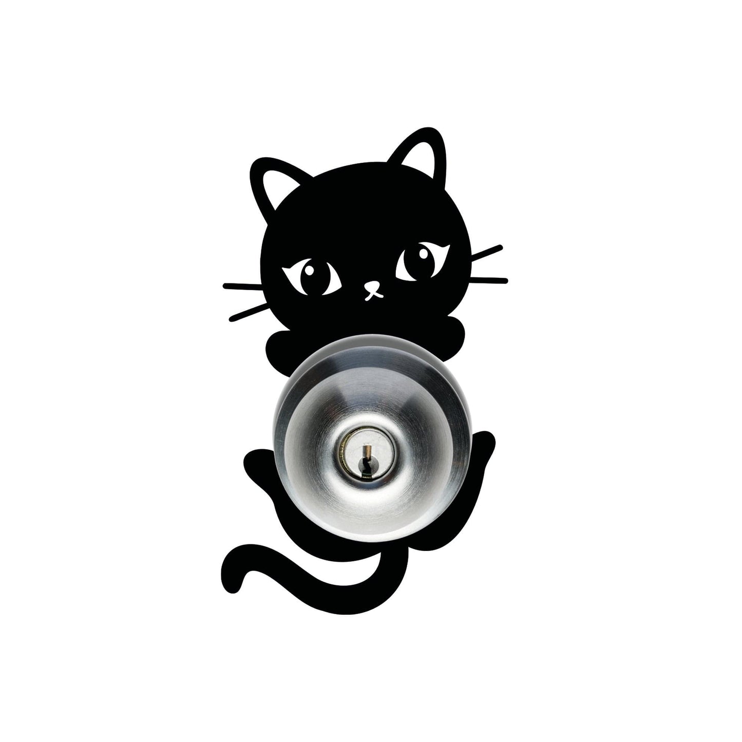 Cute Black Baby Kitten Hanging on Door Decal Sticker #6530