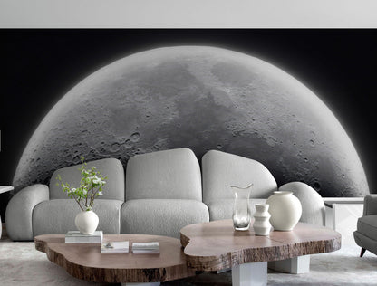 Moon Wallpaper. Black and White Wall Decor. #6532