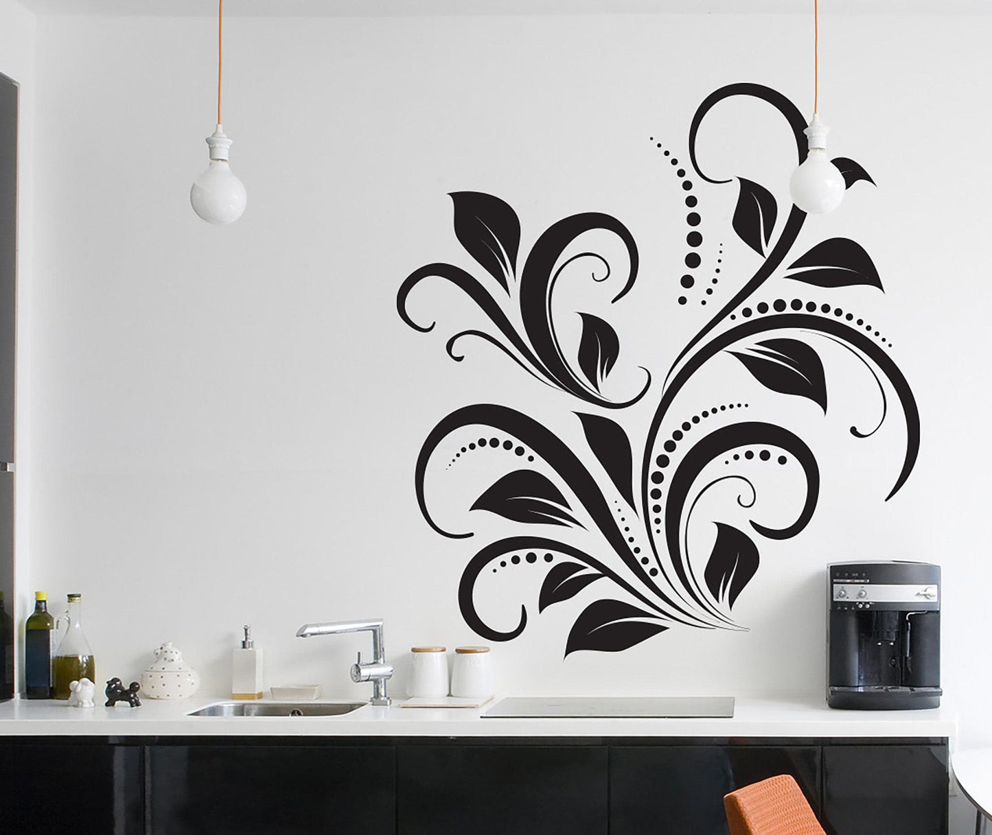 Swirl Flower Floral Wall Decal Home Decor. #705