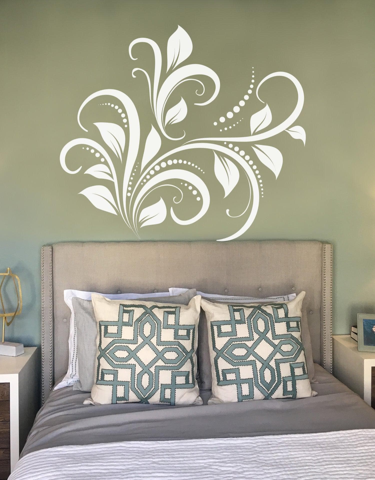 Swirl Flower Bush Wall Decal Design. #419 – StickerBrand