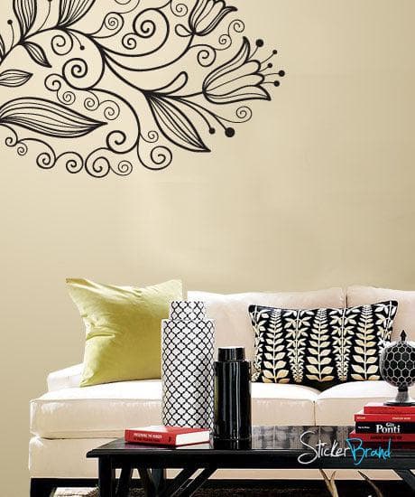 Vinyl Wall Decal Sticker Corner Flower Bkgrd #750