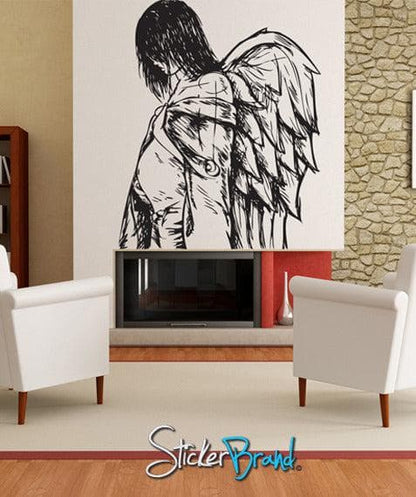 Vinyl Wall Decal Sticker Angels and Demons Drawing #773