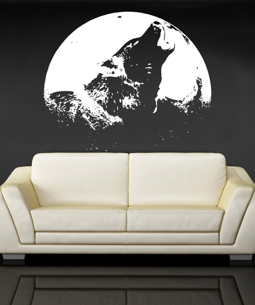 Vinyl Wall Decal Sticker Wolf Howling Over Moon #886