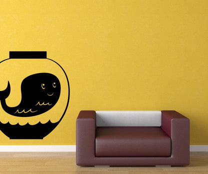 Vinyl Wall Decal Sticker Whale in Bowl #OS_MB411