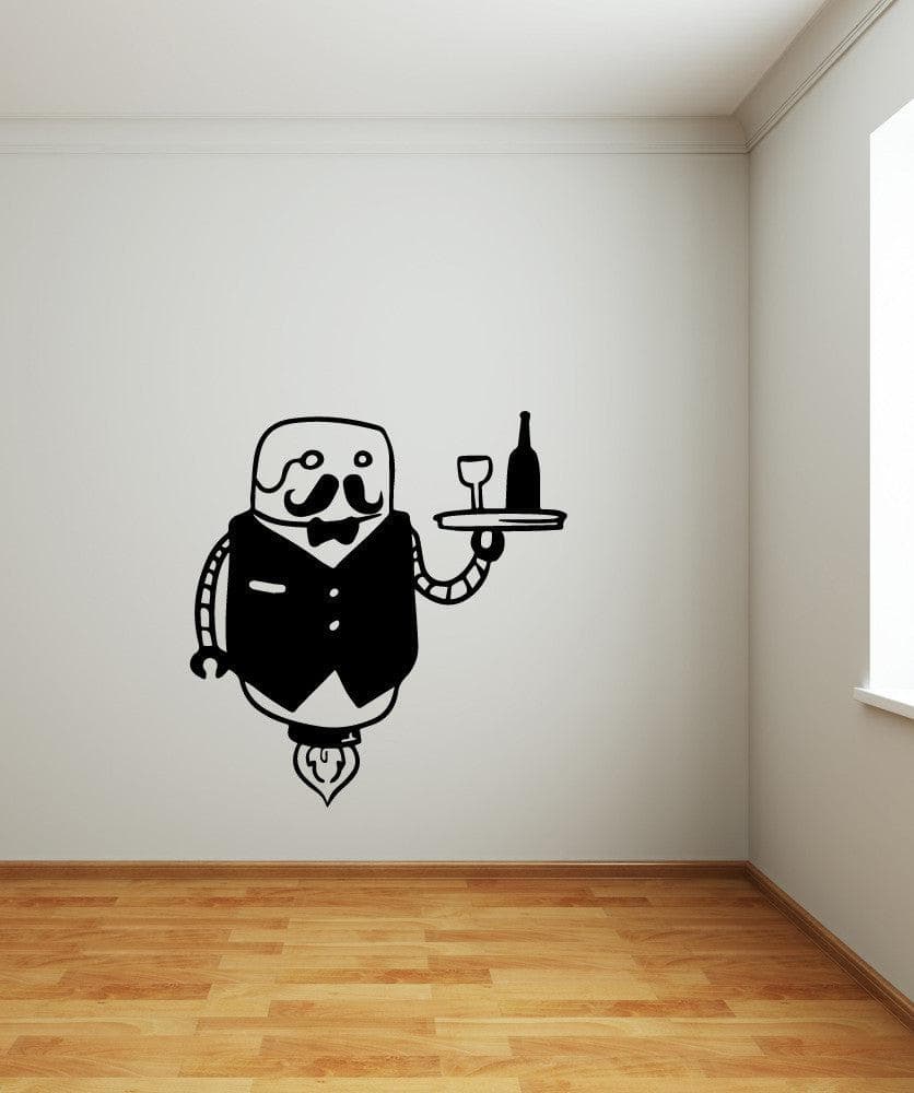 Robot Butler Serving Wine Vinyl Wall Decal Sticker. #OS_MB511