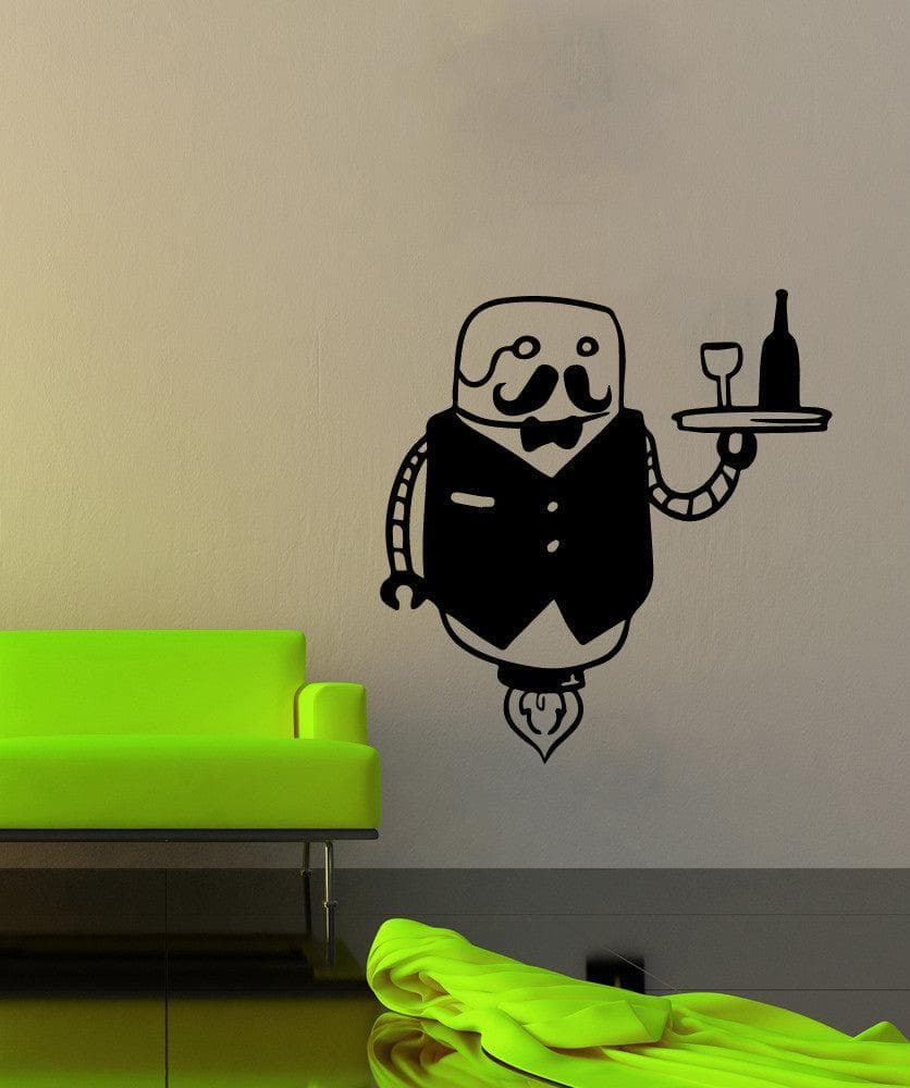 Robot Butler Serving Wine Vinyl Wall Decal Sticker. #OS_MB511