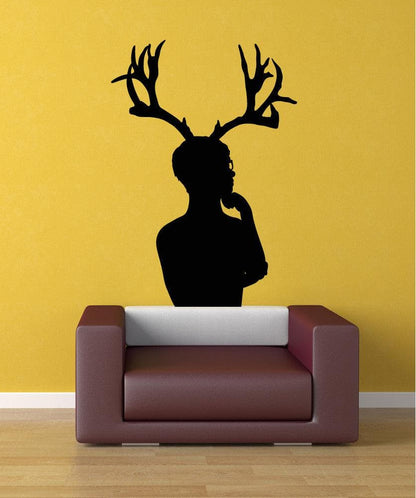 Vinyl Wall Decal Sticker Man with Antlers #OS_MB299