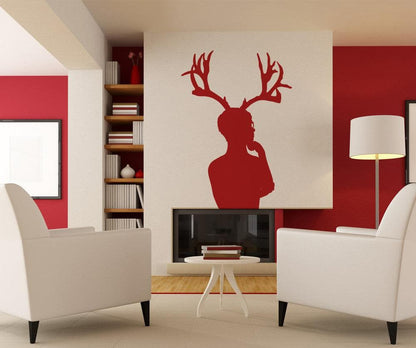 Vinyl Wall Decal Sticker Man with Antlers #OS_MB299