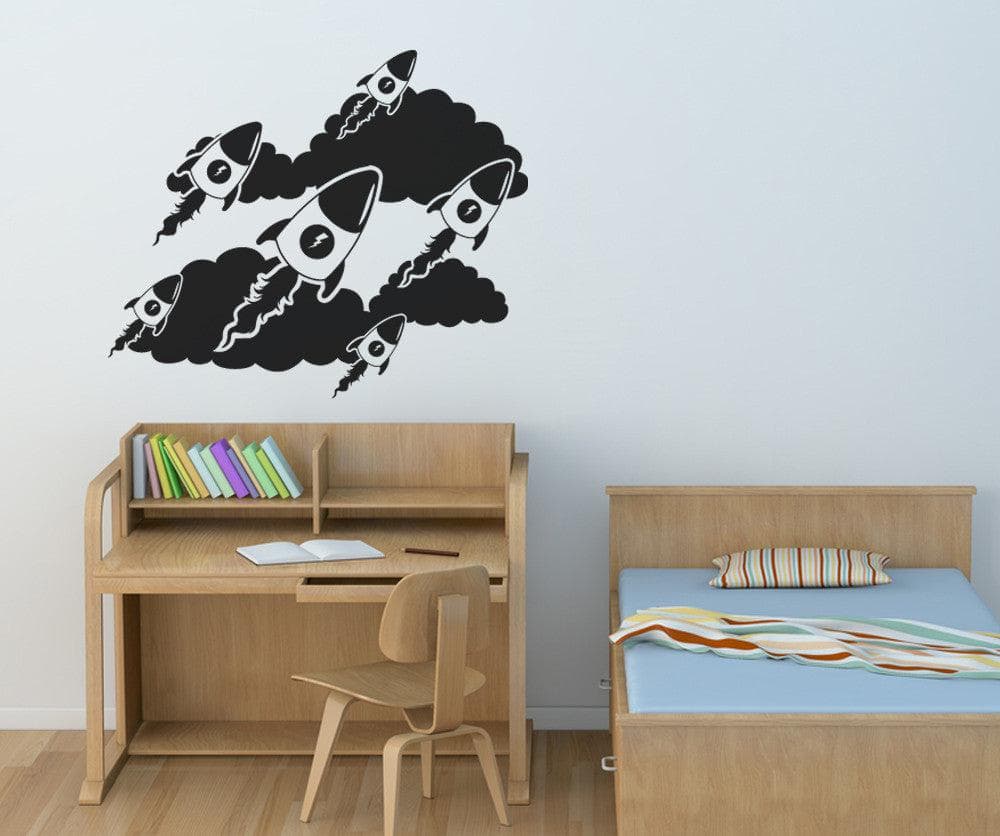 Vinyl Wall Decal Sticker Rockets and Clouds #OS_MB110