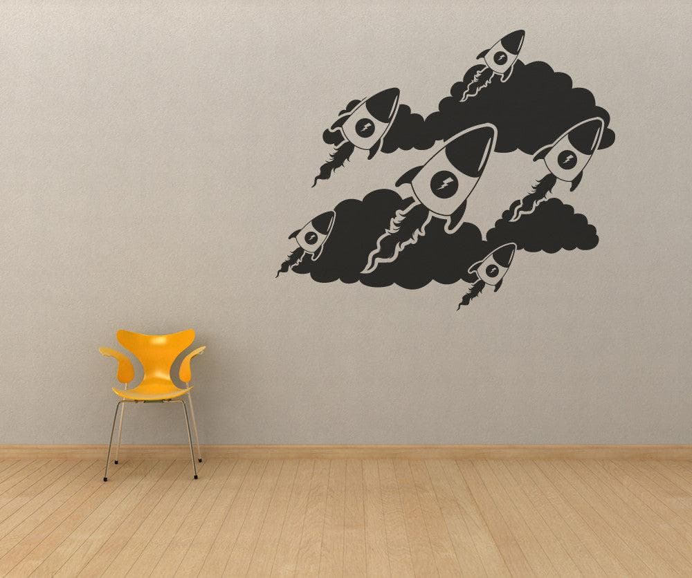 Vinyl Wall Decal Sticker Rockets and Clouds #OS_MB110