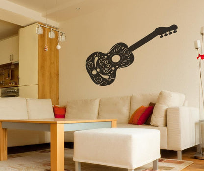 Vinyl Wall Decal Sticker Intricate Guitar #OS_MB343