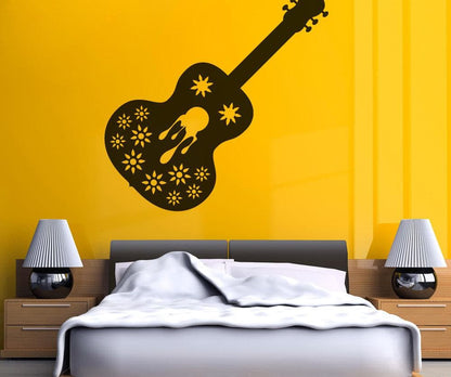 Vinyl Wall Decal Sticker Floral Guitar #OS_MB344