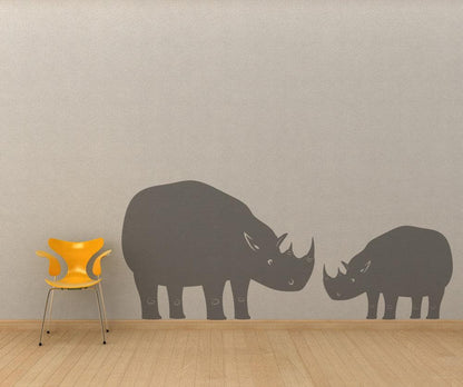 Vinyl Wall Decal Sticker Rhino Mother and Baby #OS_MB345