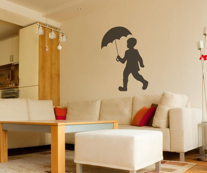 Vinyl Wall Decal Sticker Boy with Umbrella #OS_MB346