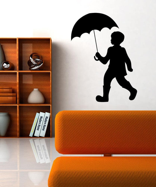 Vinyl Wall Decal Sticker Boy with Umbrella #OS_MB346