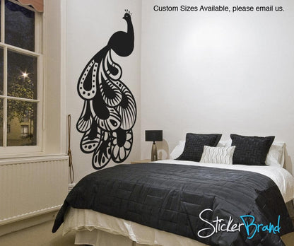 Vinyl Wall Decal Sticker Oriental style Peacock item OS_MB124