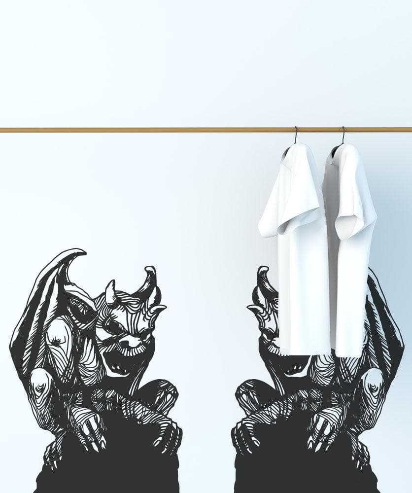 Gargoyles of Notre Dame Statue Wall Decal. Gothic Theme. (Set of 2) #OS_MB536