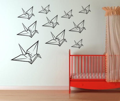 Vinyl Wall Decal Sticker Origami Cranes Item #OS_MB120