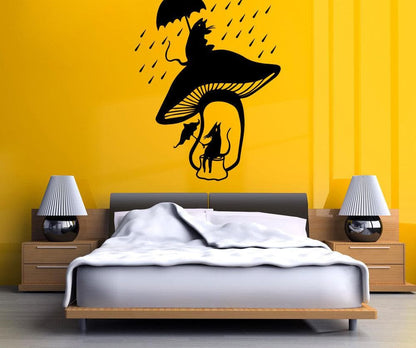 Vinyl Wall Decal Sticker Mice Mushroom Shelter #OS_MB484