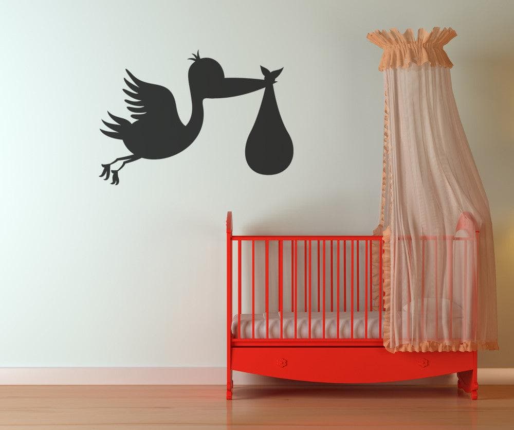 Vinyl Wall Decal Sticker Stork Brings Baby #OS_MB370