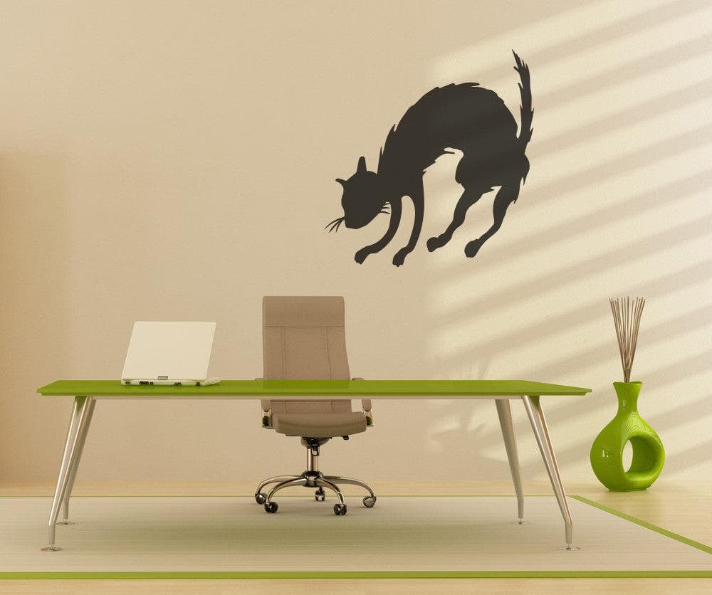 Vinyl Wall Decal Sticker Scared Cat #OS_MB485