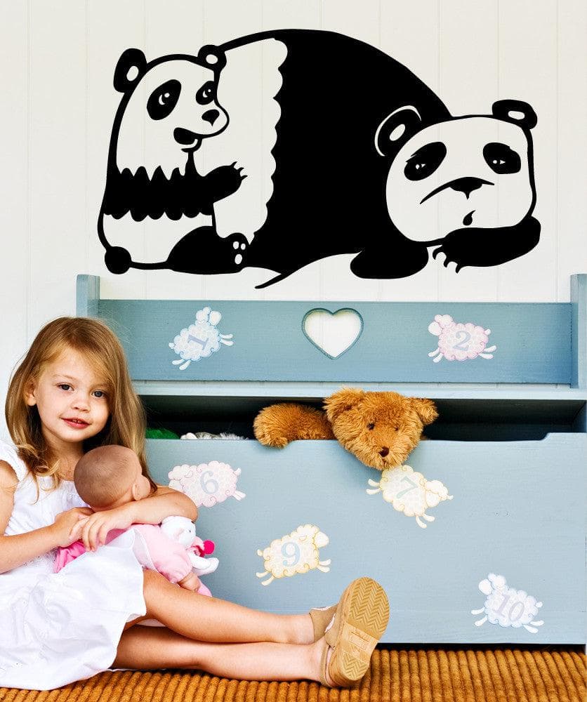 Vinyl Wall Decal Sticker Mommy and Baby Panda #OS_MB491